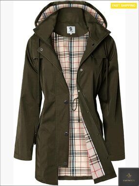 Long Hooded Rain Jacket Waterproof Windbreaker Outdoor Coat Adjustable Waist